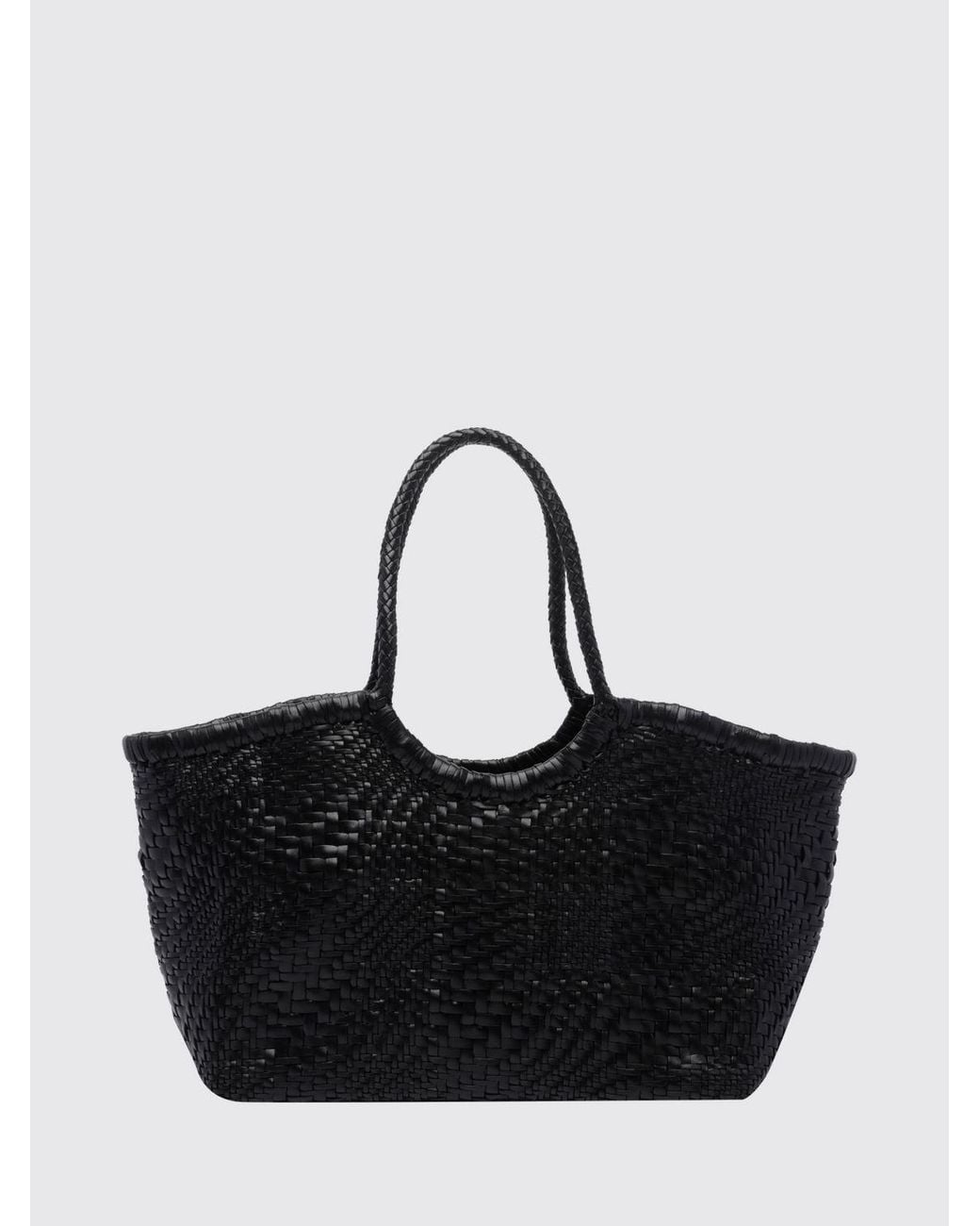 Dragon Diffusion Black Nantucket Woven Leather Tote Bag With Double Handle