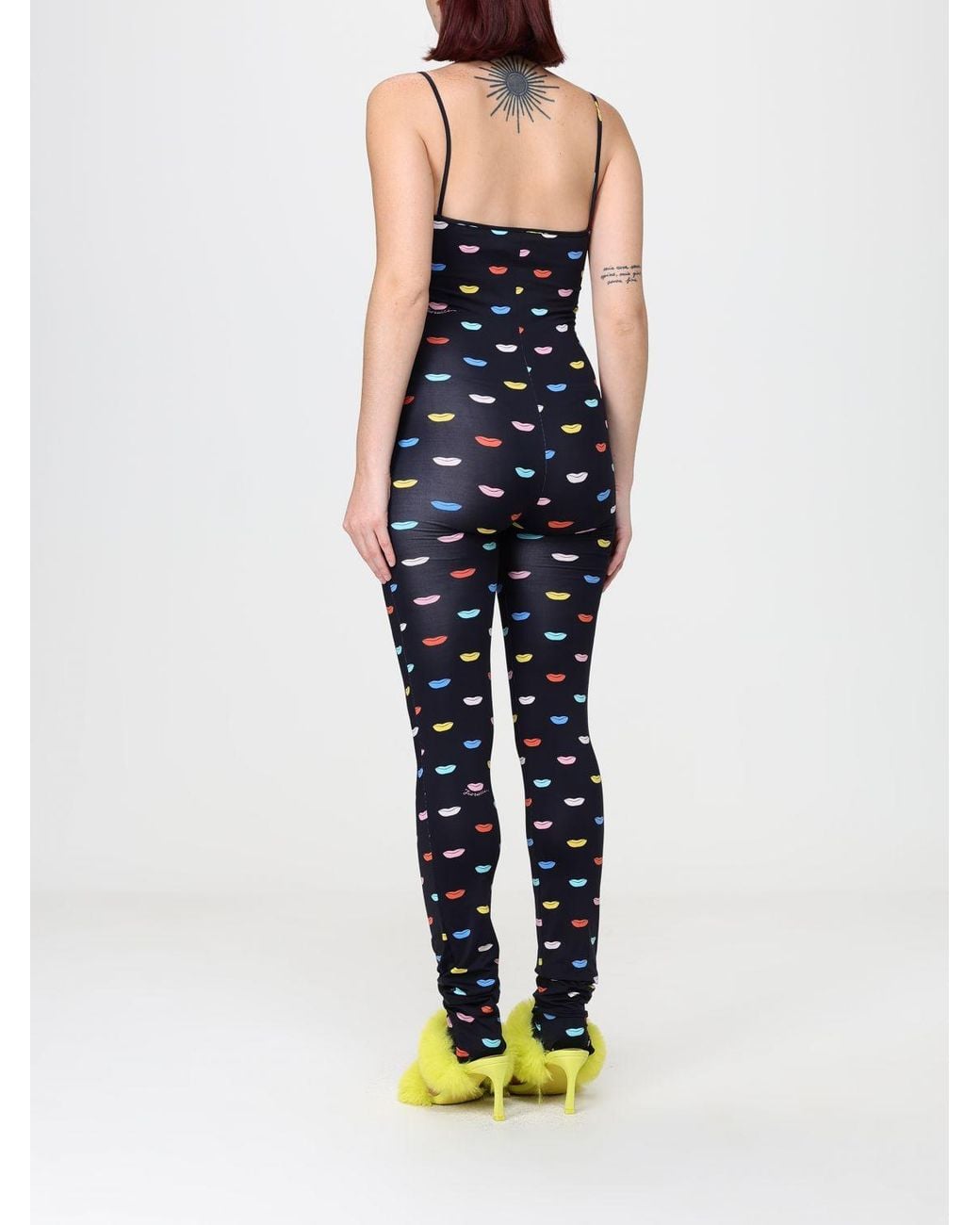 Fiorucci Blue Slim Fit Off-The-Shoulder Jumpsuit With A Graphic Print