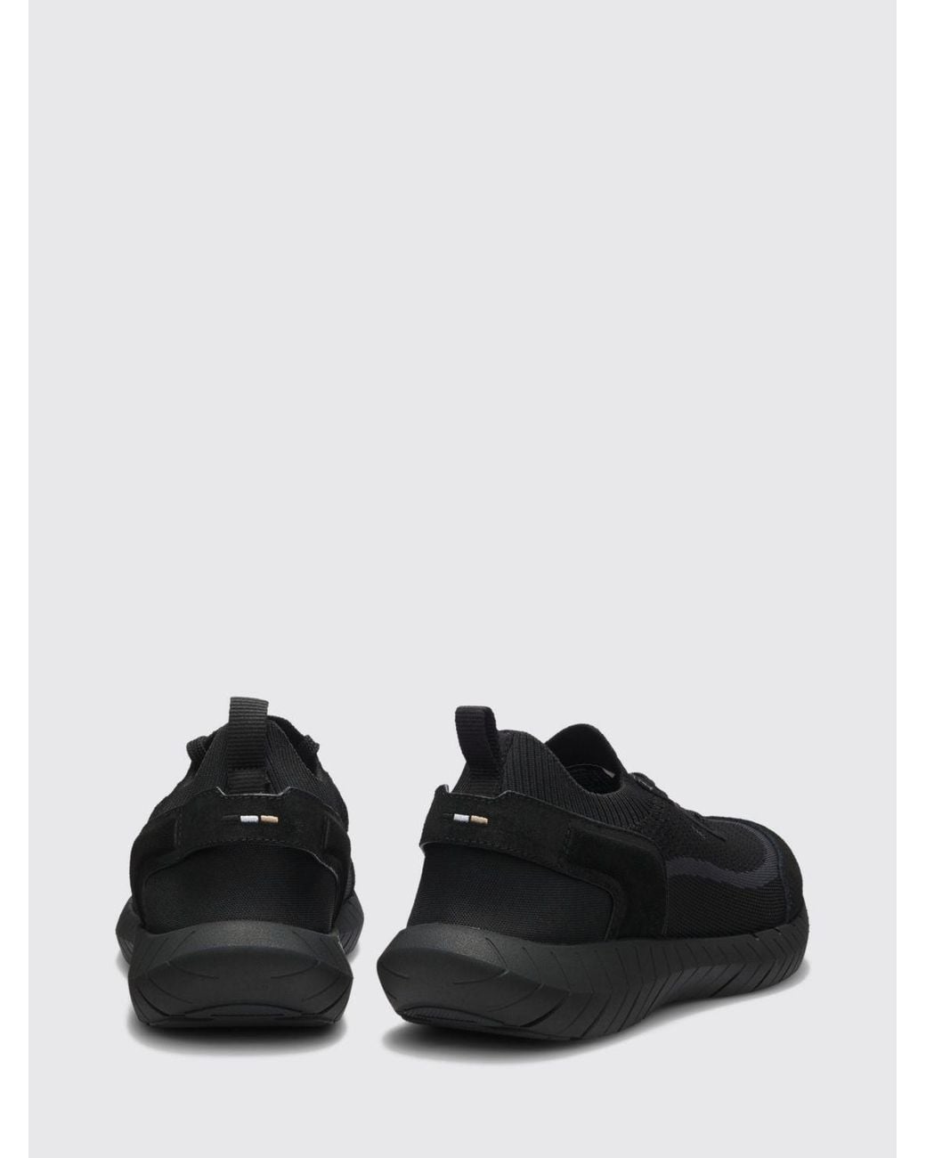 Boss Black Motion Knit And Suede Sneakers With Rubber Sole for men