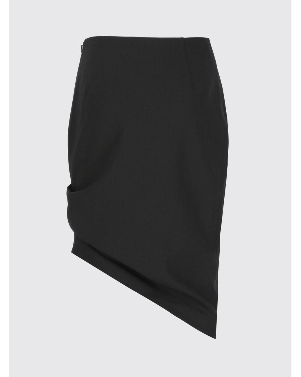Carolina Herrera Black Asymmetrical Slim Fit Virgin Wool Pencil Mini Skirt