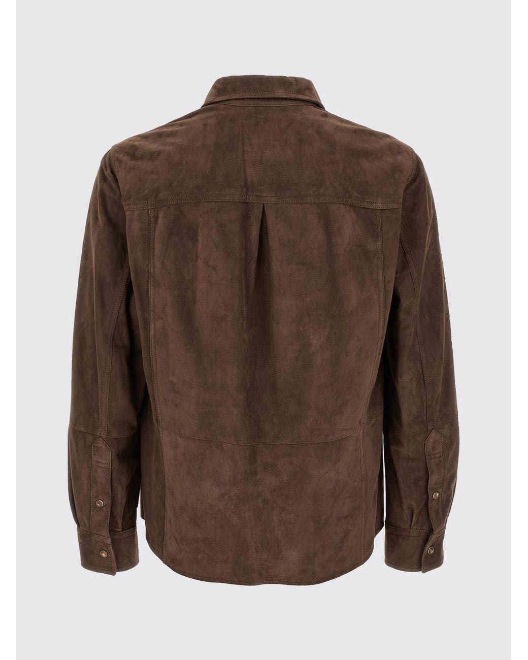 Brunello Cucinelli Brown Suede Shirt for men