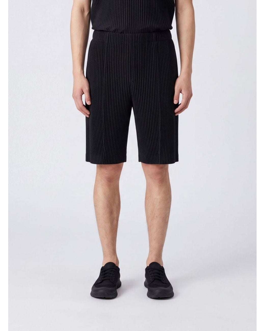 Homme Plissé Issey Miyake Black Pleated Crêpe Knee-Length Shorts Homme Plissé Issey Miyake for men