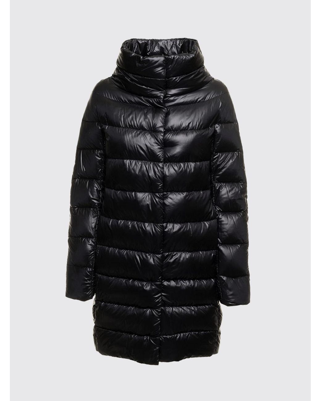 Herno Black Dora Long Water-Repellent Ultralight Nylon Down Coat