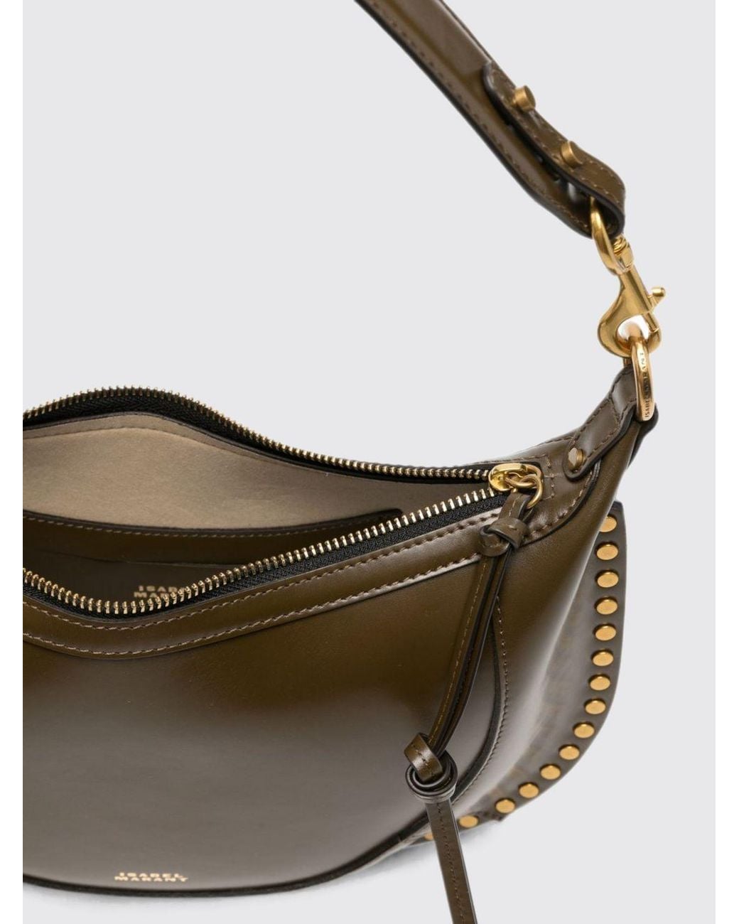 Isabel Marant Gray Naoko Calfskin Leather Hobo Bag With Studs