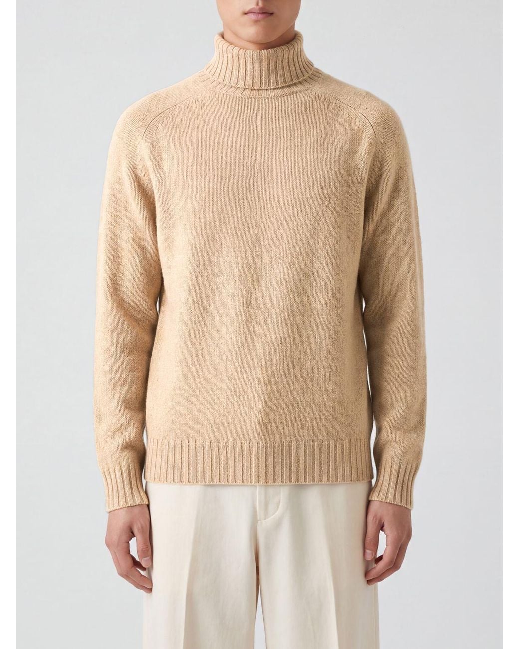Howlin' By Morrison Natural Pure Wool Colour-Block Turtleneck Jumper for men