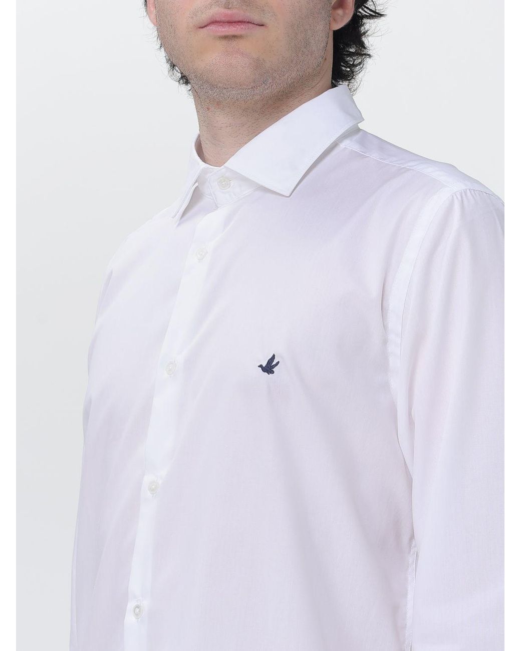 Brooksfield White Classic Cotton Poplin Shirt for men
