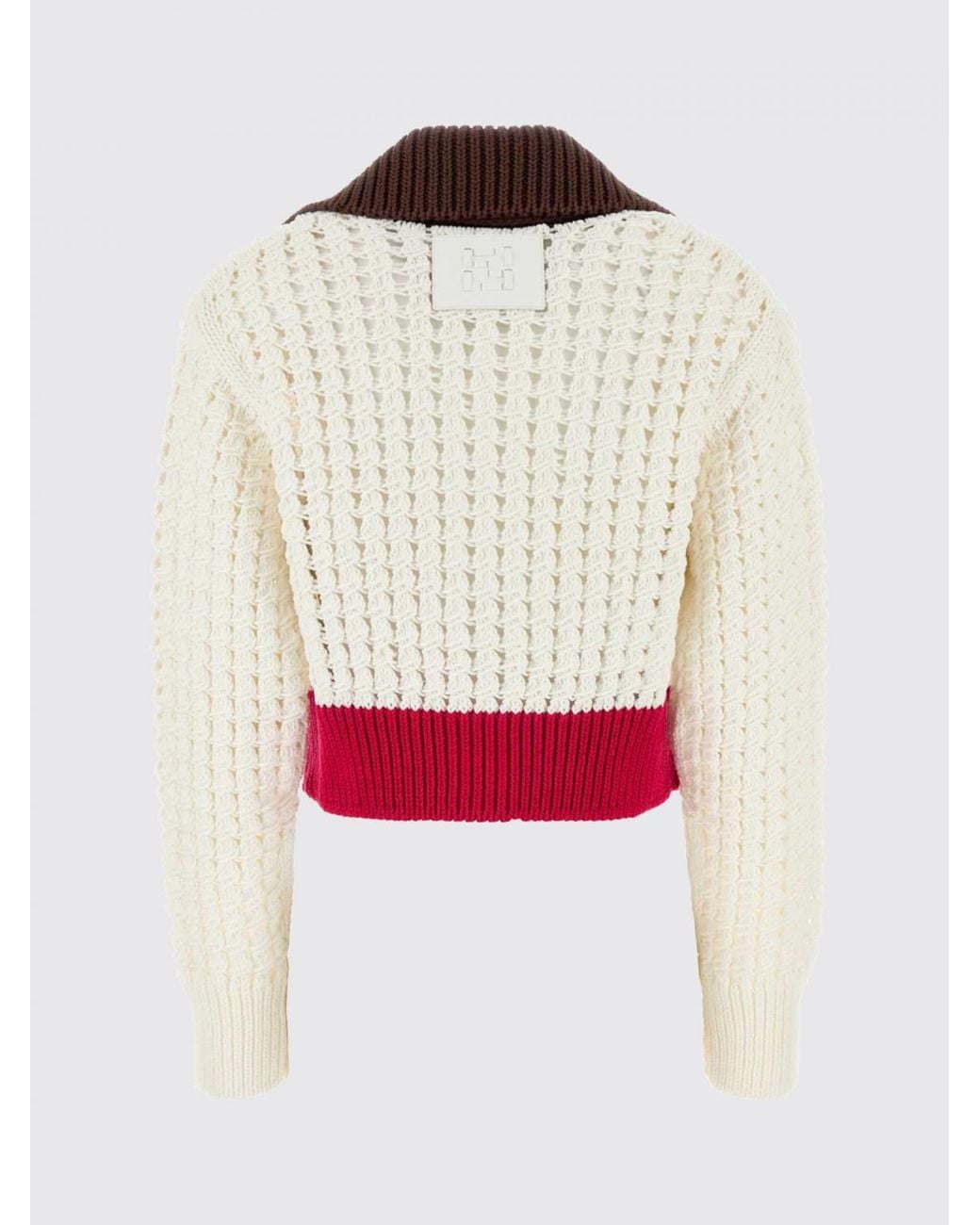 Fendi Red Perforated Cotton Cardigan