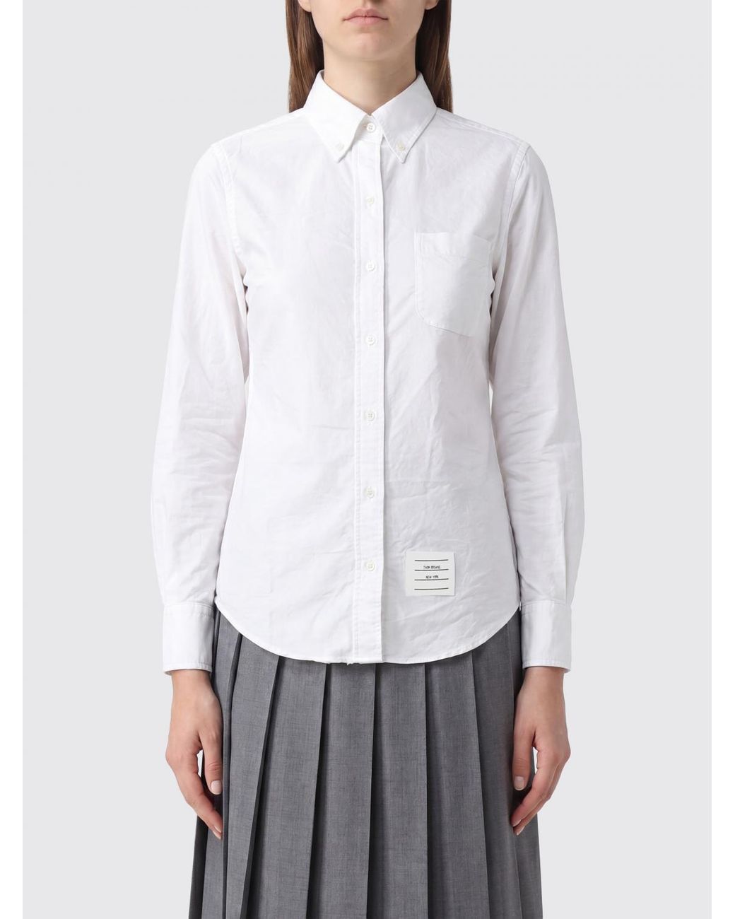 Thom Browne White Slim Fit Cotton Poplin Button-Down Collar Shirt