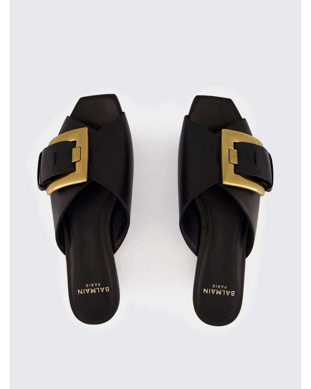 Balmain Black Anthem Leather Mules