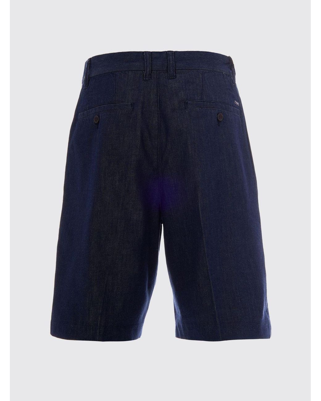 Emporio Armani Blue Cotton Blend Shorts for men
