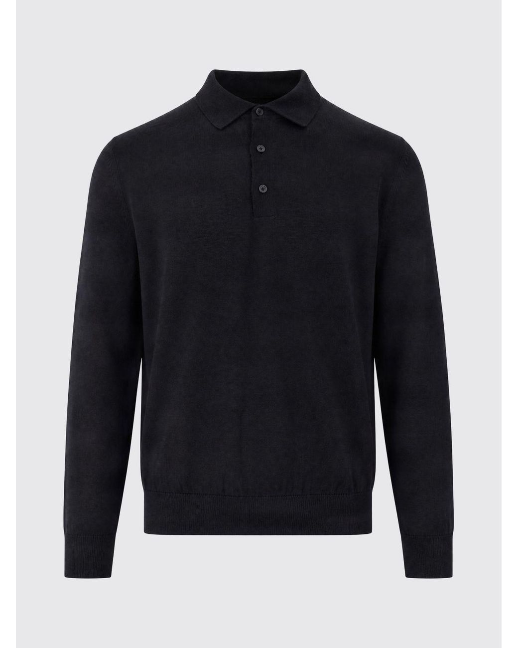 Boss Blue Long-Sleeved Knit Polo Shirt for men