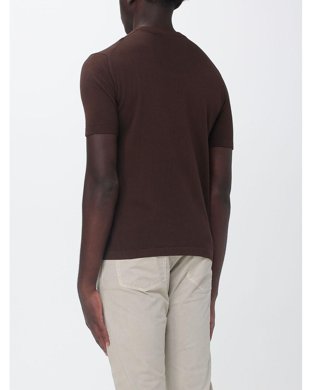 Brooksfield Brown Cotton Crew Neck Sweater for men