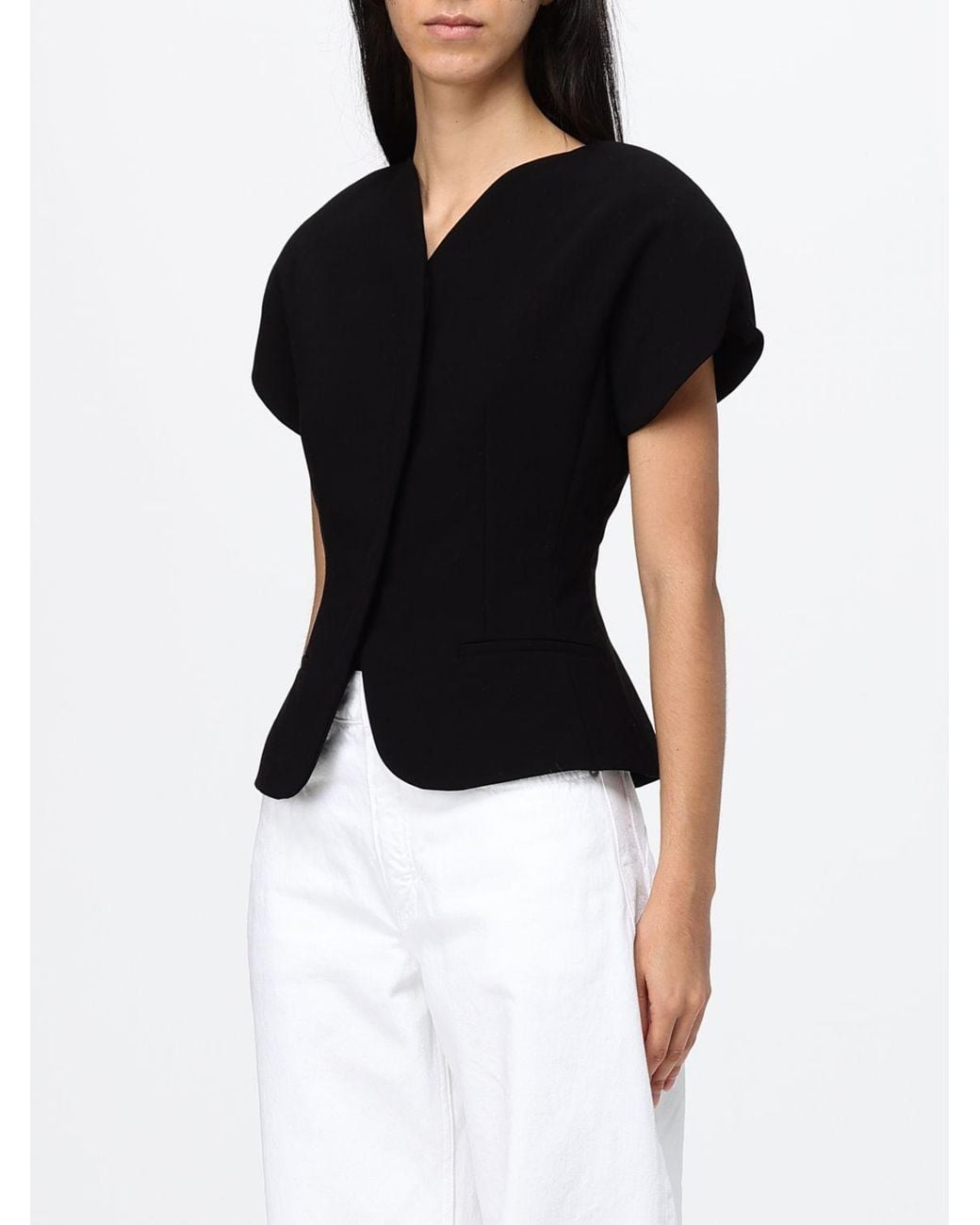 Jacquemus Black Slim Fit Cropped Blazer With Puff Sleeves