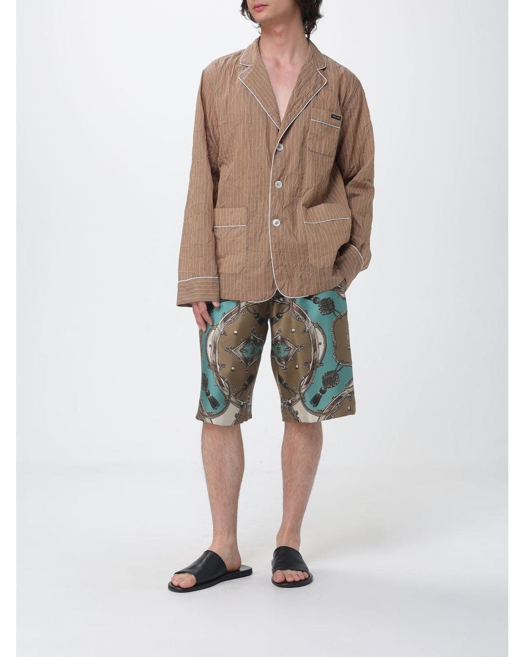 Dolce & Gabbana Green Dolce &Amp Gabbana Printed Silk Shorts for men