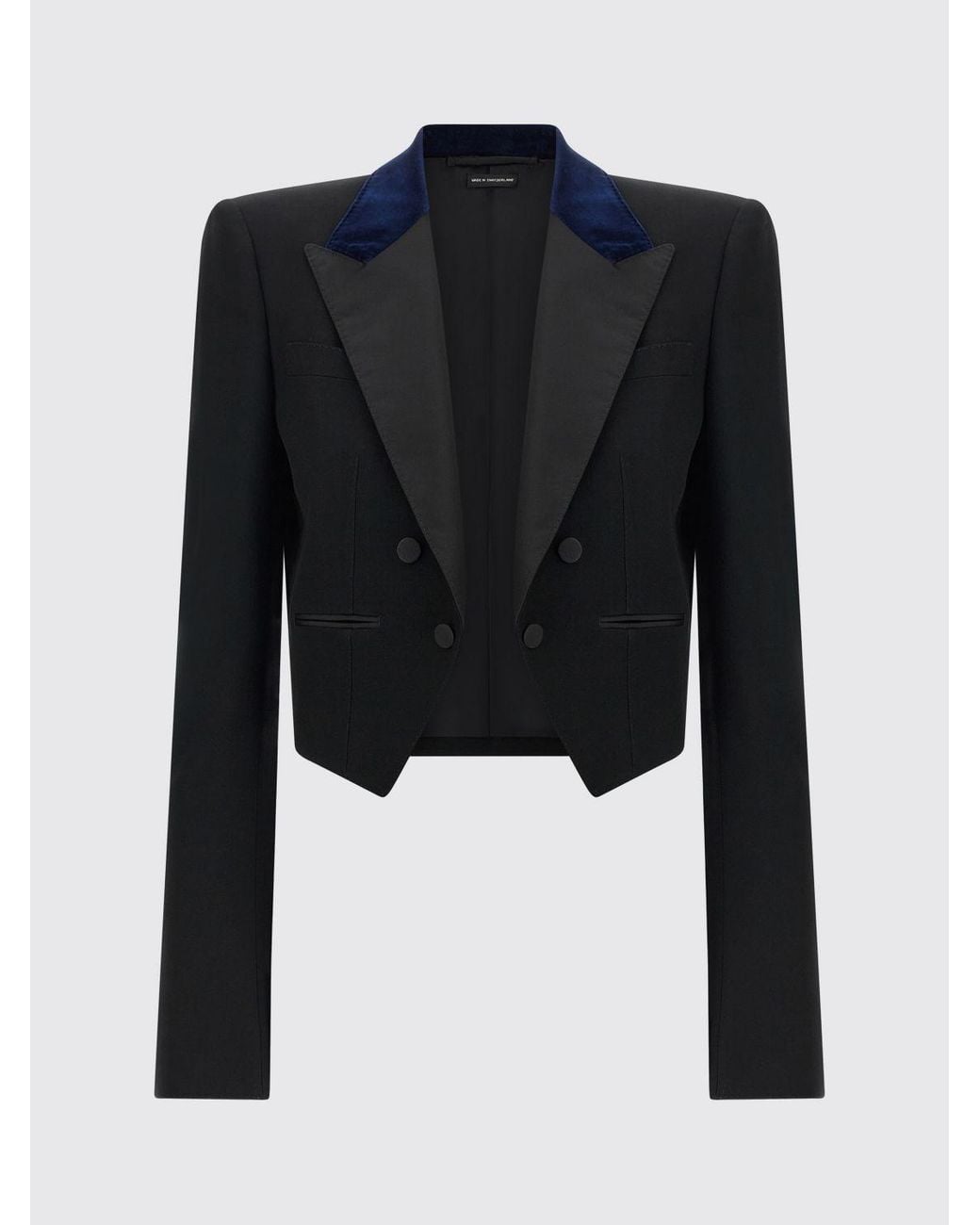Tom Ford Blue Wool Tuxedo Blazer With Velvet Peak Lapels