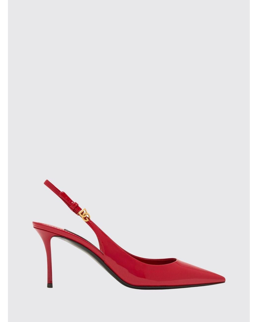 Dolce & Gabbana Red Dolce &Amp Gabbana Patent Leather Slingback Pumps With Dg Logo