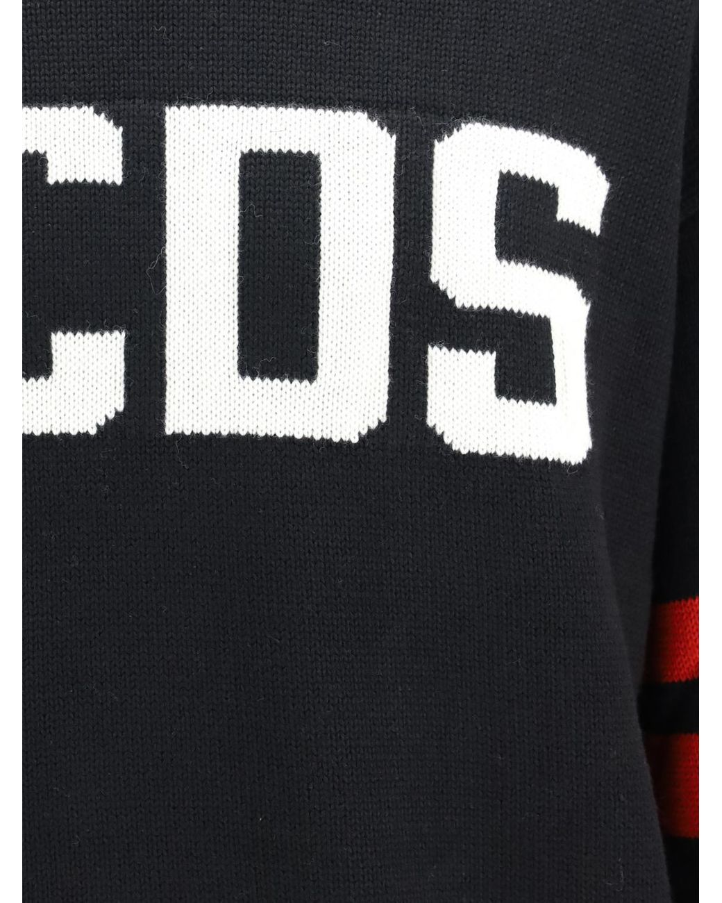 Gcds Black Crewneck Wool Blend Jumper With Contrast Logo And Slightly Dropped Shoulders for men
