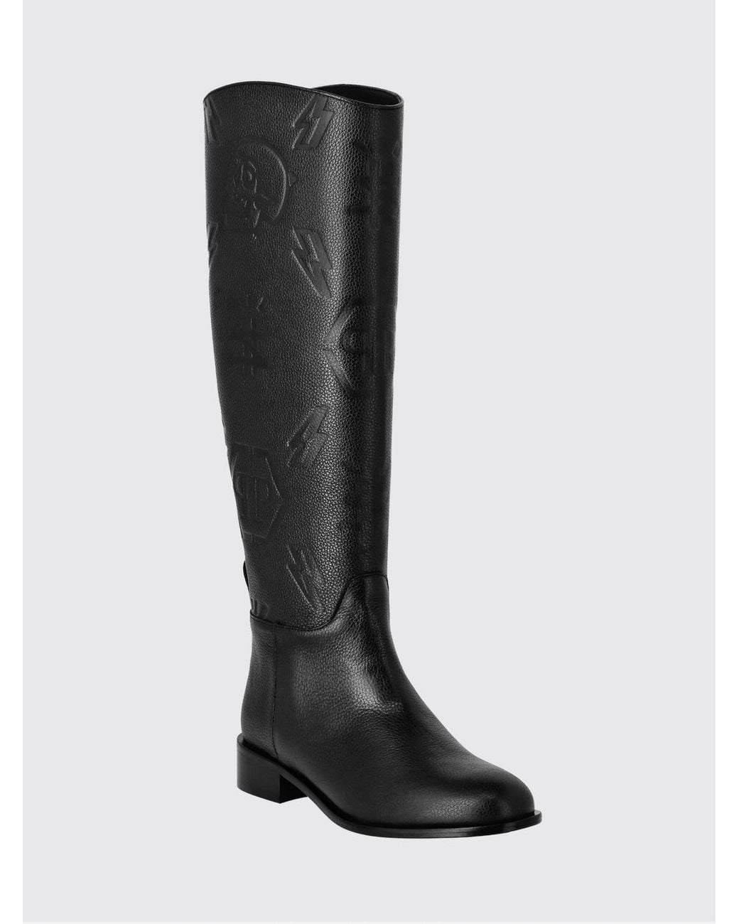 Philipp Plein Black Knee-High Boots