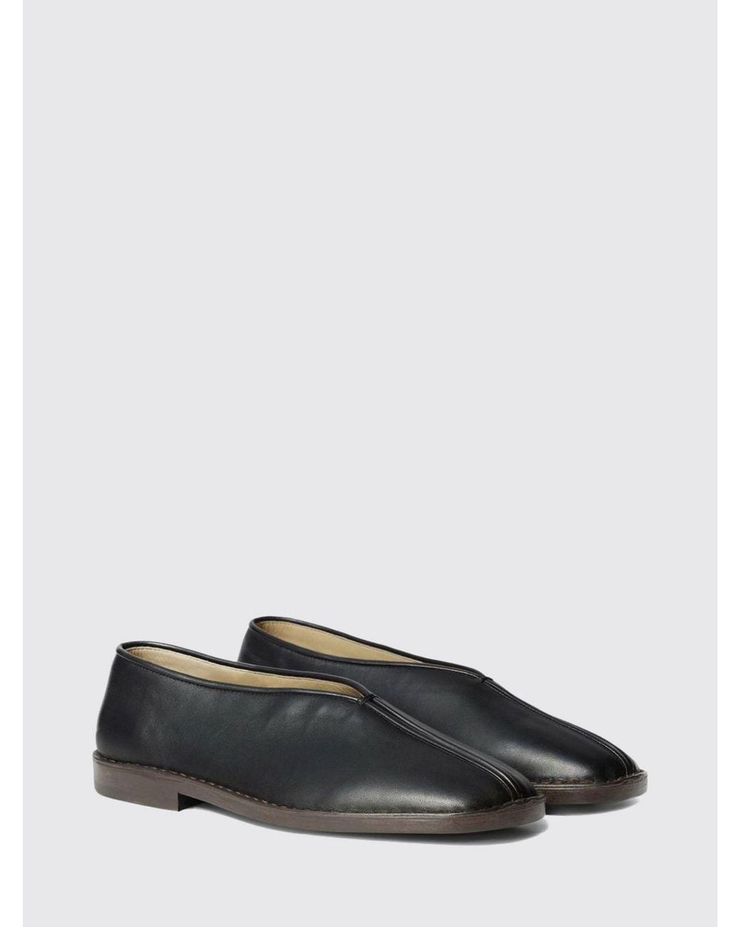Lemaire White Rounded-Toe Lambskin Ballet Flats