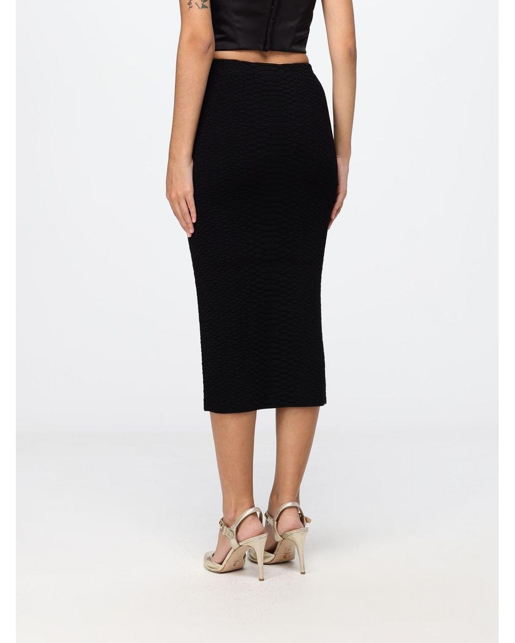Elisabetta Franchi Black Midi Knit Pencil Skirt
