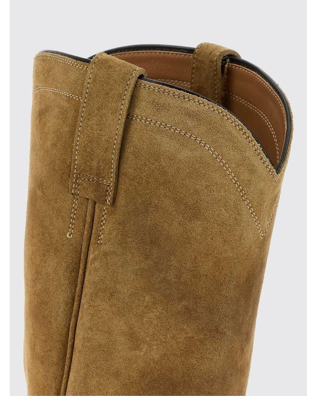 Jil Sander Brown Suede Cowboy Boots With Round Toe And Double Pull-Tabs for men