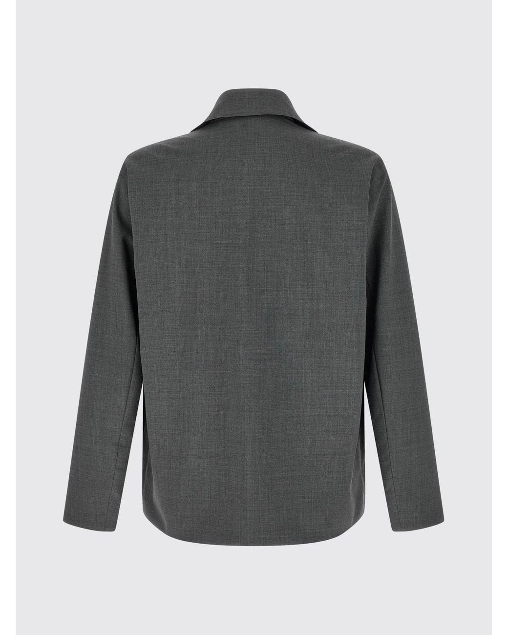 Herno Gray Wool Blend Shirt Jacket With Patch Pockets for men
