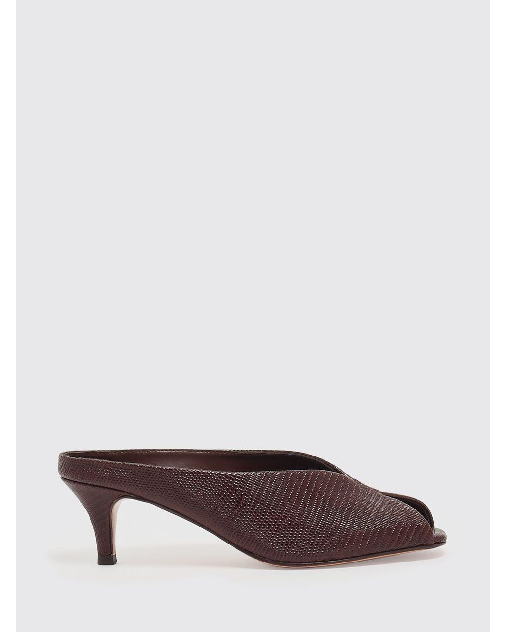 Twinset Brown Lizard Print Leather Mules