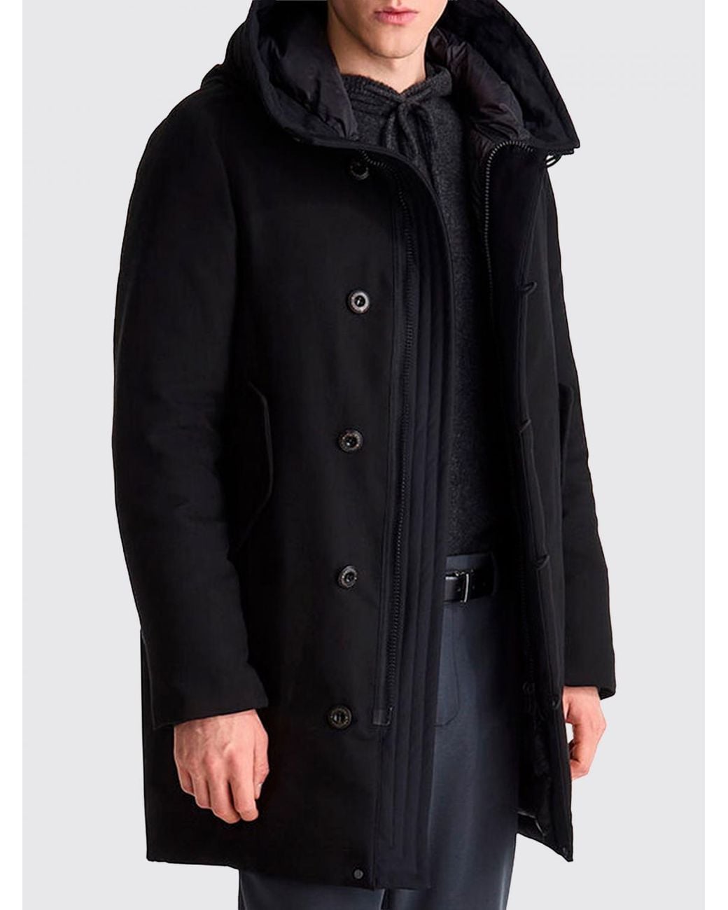 Peuterey Black Water-Repellent Kasa Ki Knee-Length Parka With Hood for men