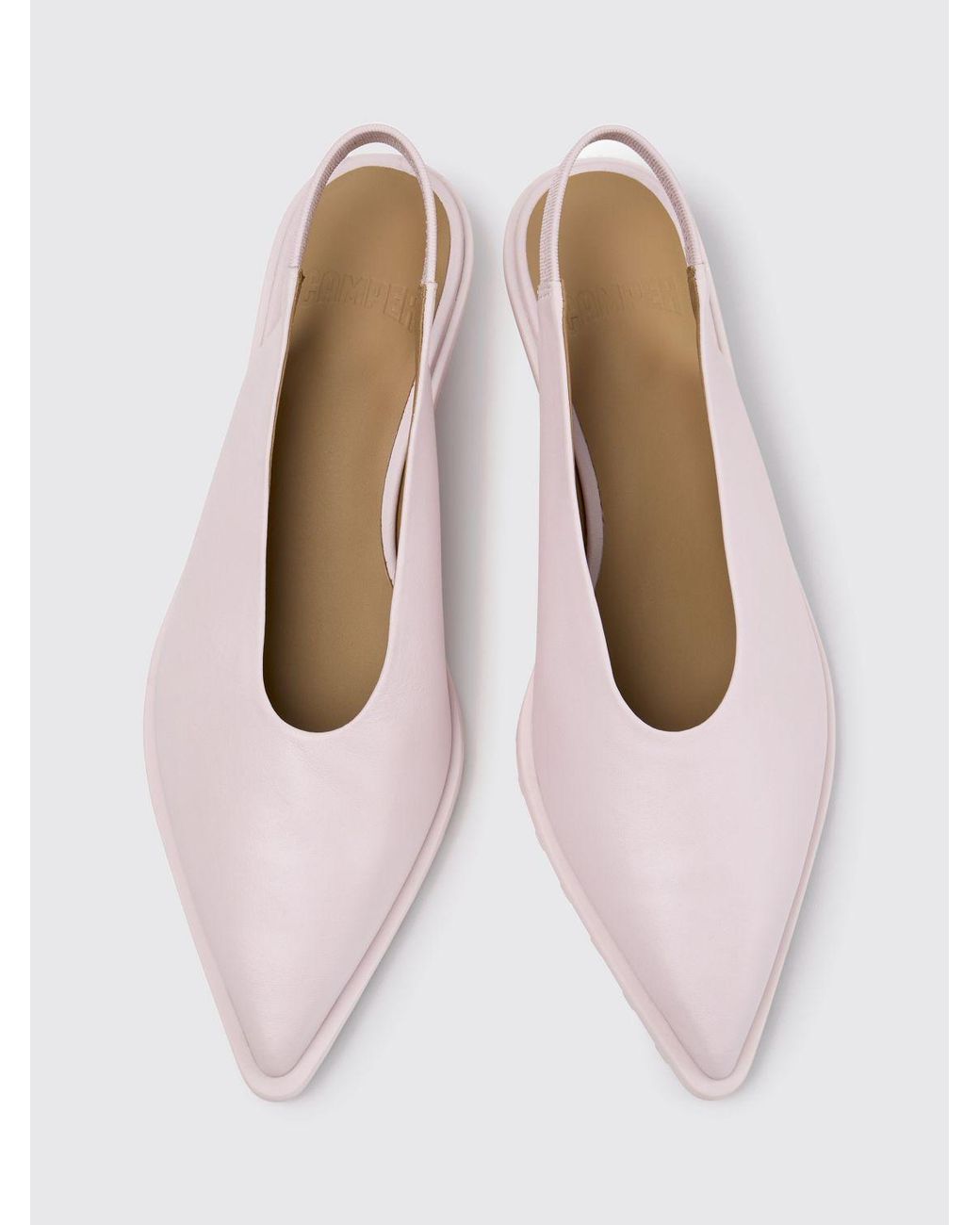 Camper Pink Anita Smooth Calfskin Slingback Pumps With Low Flared Heel