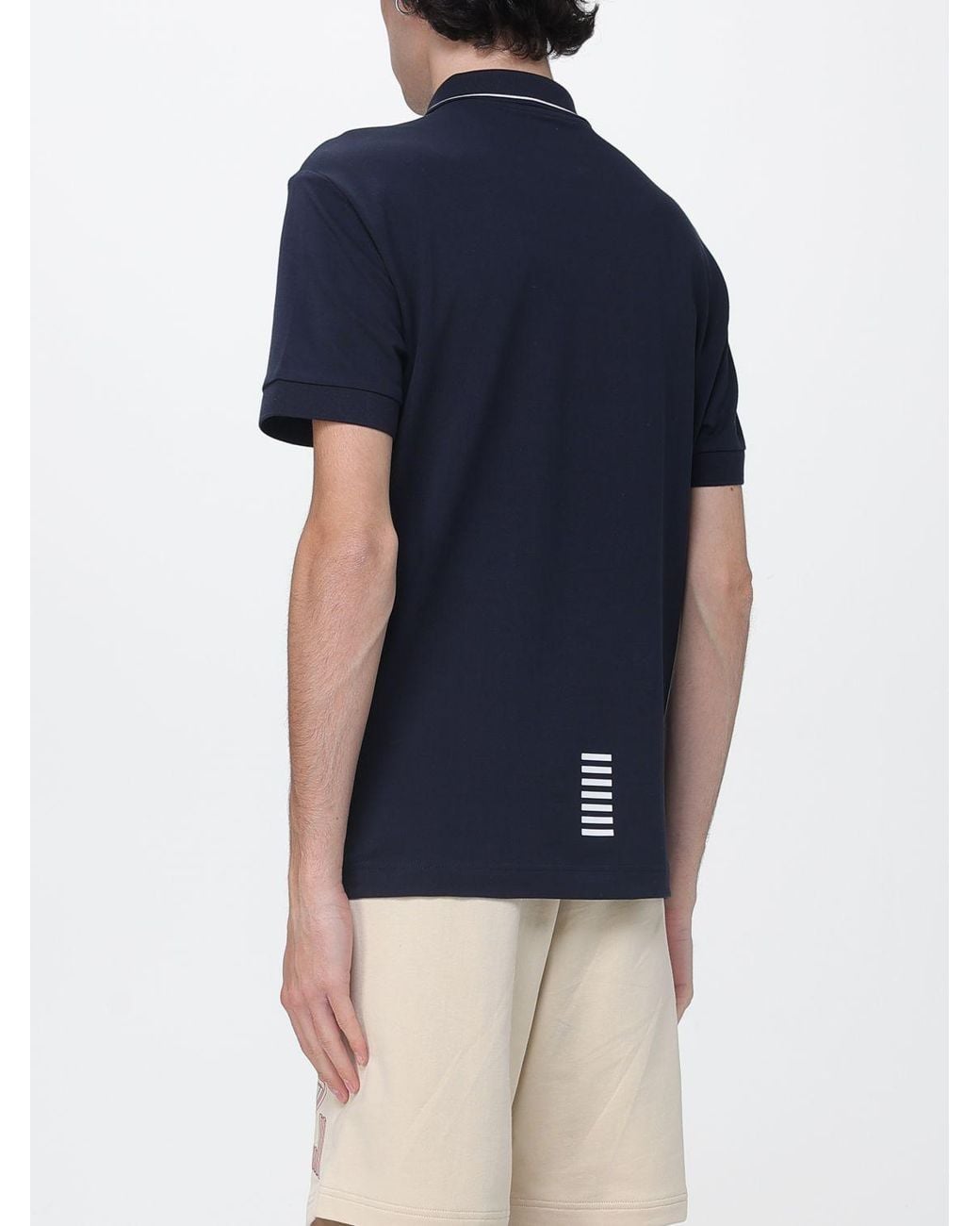 EA7 Blue Cotton Polo Shirt With Logo for men