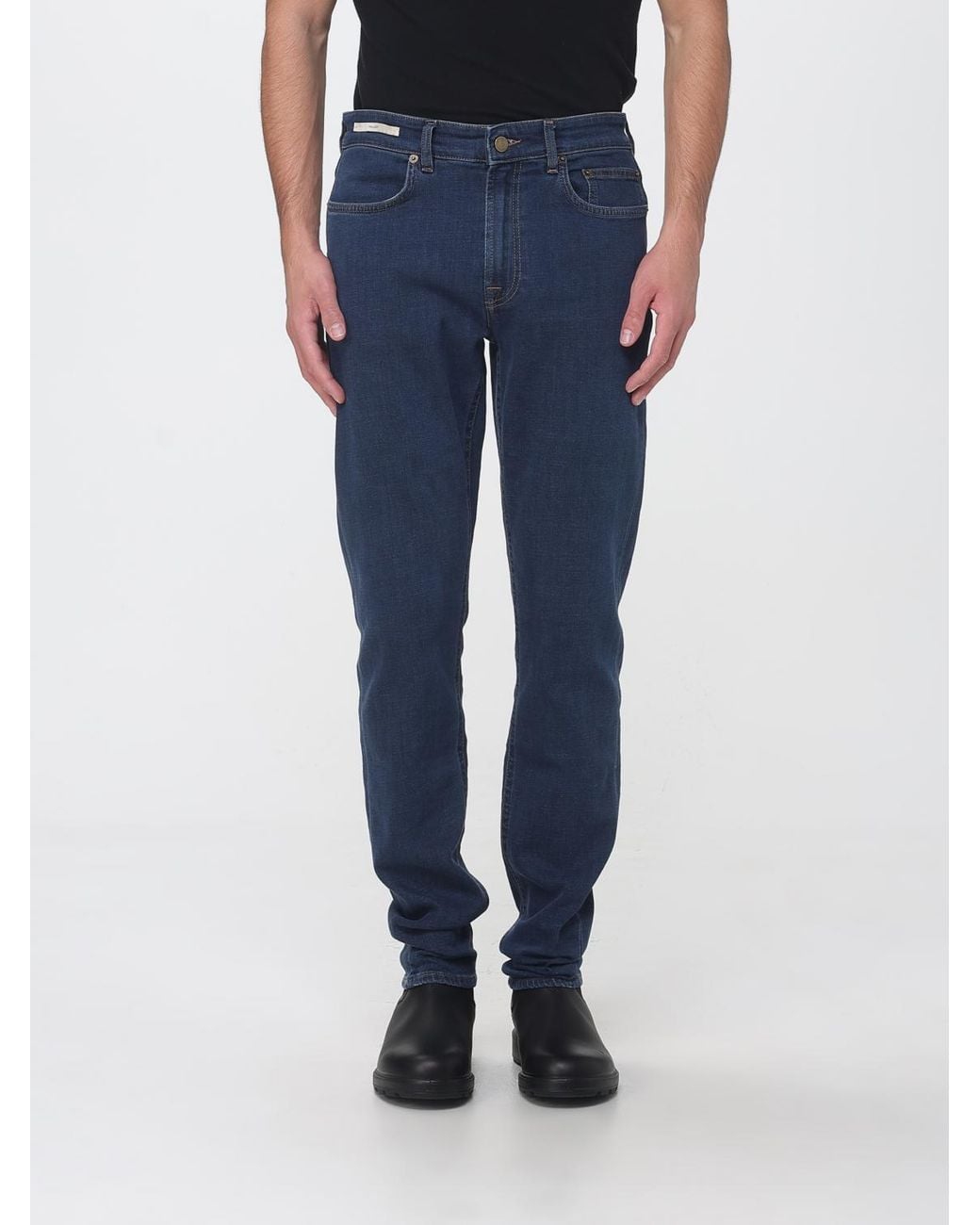 Siviglia Blue Mid-Rise Five-Pocket Skinny Jeans for men