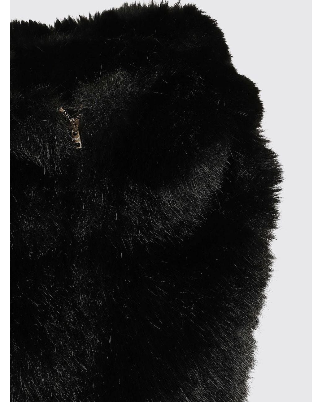 Herno Black Soft Faux Fur Scarf Collar With Concealed Closure