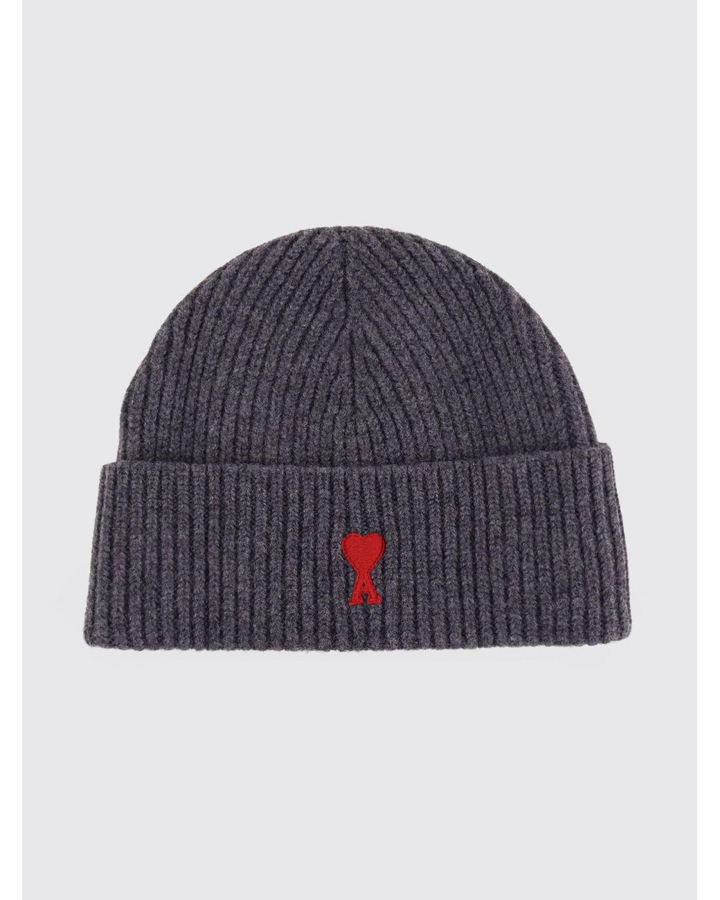 AMI Blue Ribbed Wool Hat for men