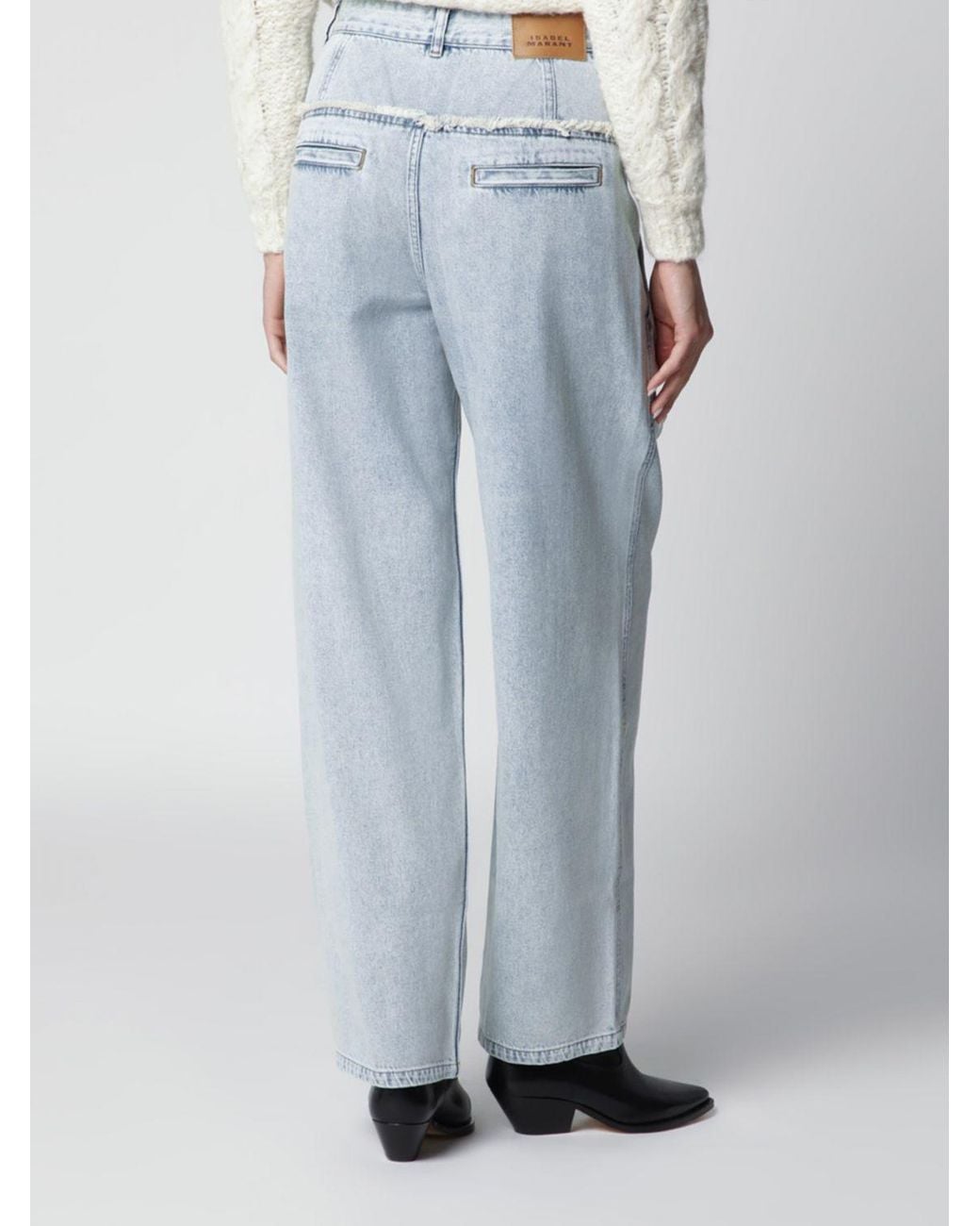 Isabel Marant Blue Iniza High-Waisted Wide-Leg Denim Jeans