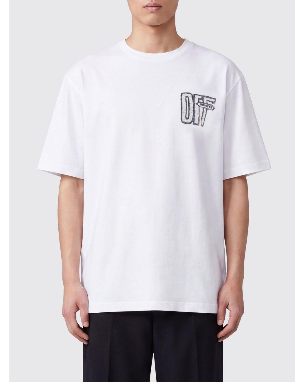 Off-White c/o Virgil Abloh White Cotton T-Shirt With Contrasting Logo And Arrow Print for men