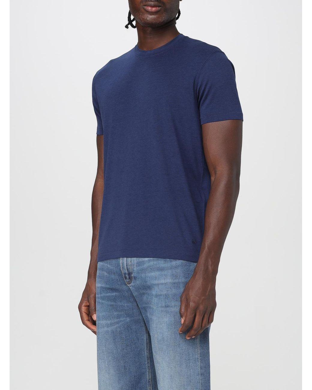 Tom Ford Blue Comfortable Short Sleeve Jersey T-Shirt With Crew Neck for men