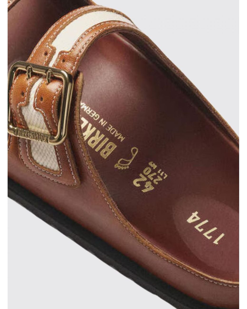 Birkenstock Brown 1774 Arizona Bicolor Leather And Canvas Flat Sandals