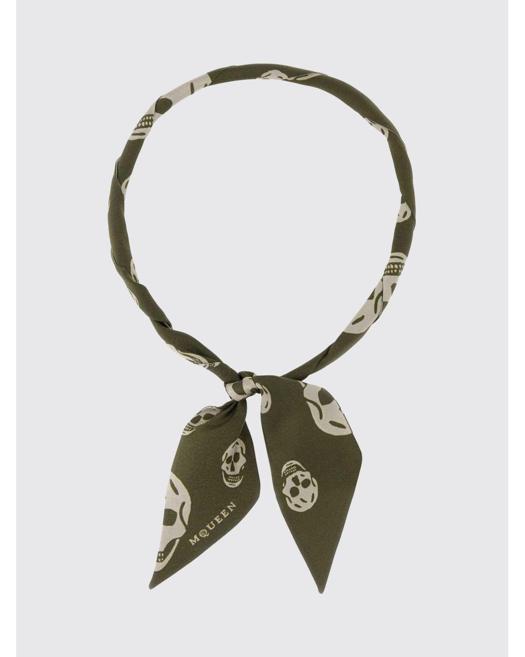 McQueen Metallic Skull Print Pure Silk Bandeau