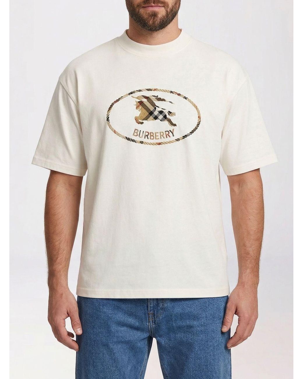 Burberry White Cotton T-Shirt With Logo for men