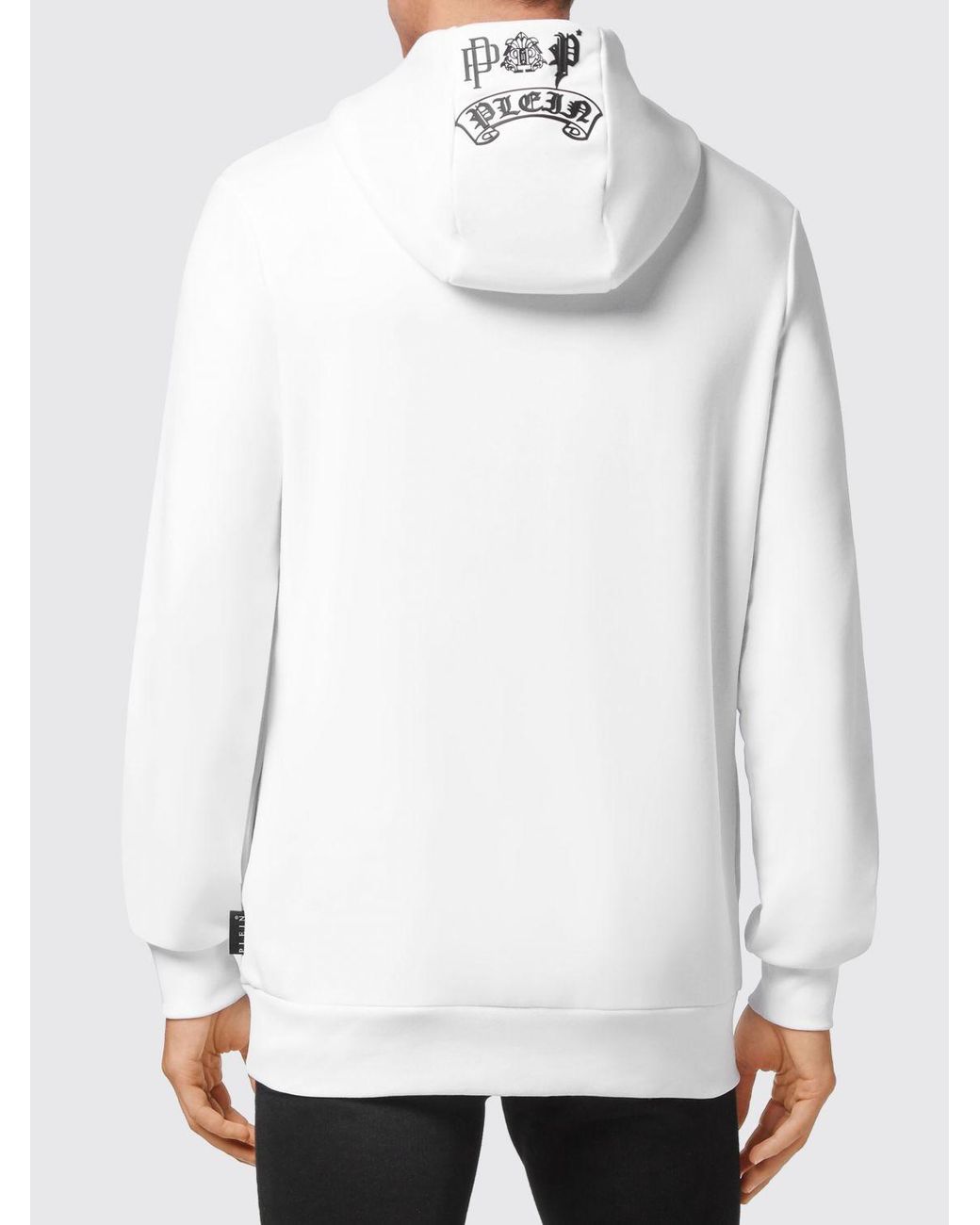 Philipp Plein White Relaxed Fit Jersey Hoodie With Skull Print for men