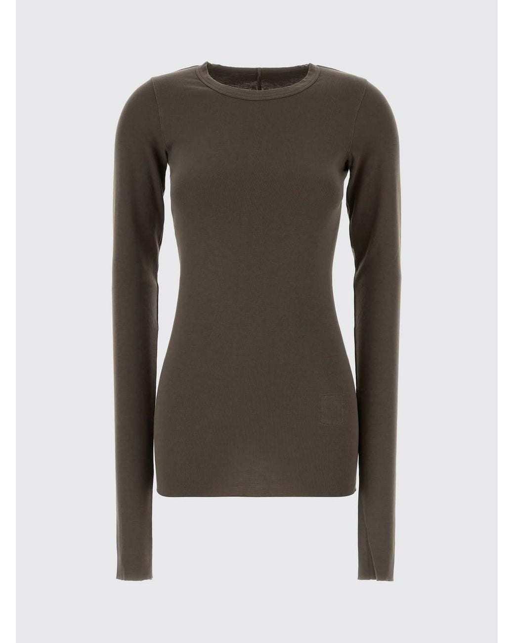 Rick Owens Black Long-Sleeved Slim Fit Cotton T-Shirt