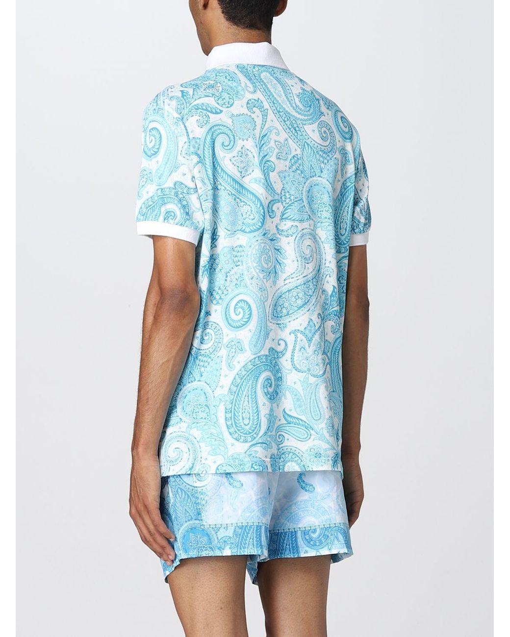 Etro Paisley Bandana Print Short-sleeved Shirt In Blue