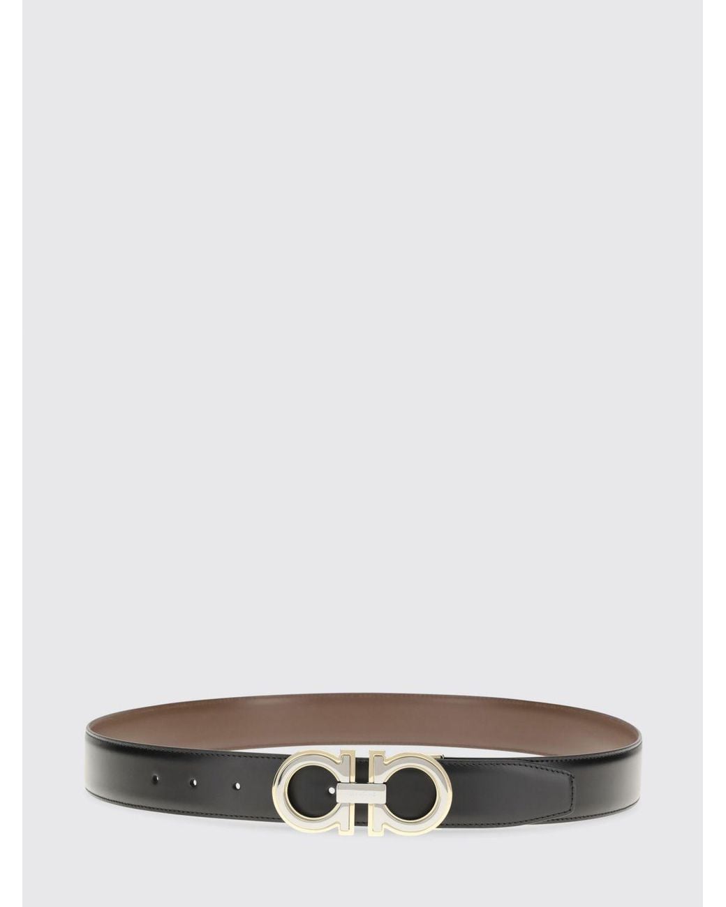 Ferragamo White Gancini Calf Leather Belt for men