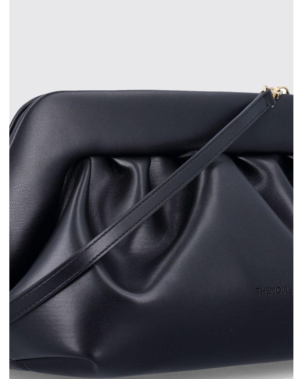 THEMOIRÈ Blue Themoir&Egrave Bios Draped Vegan Leather Clutch Themoiré With Strap