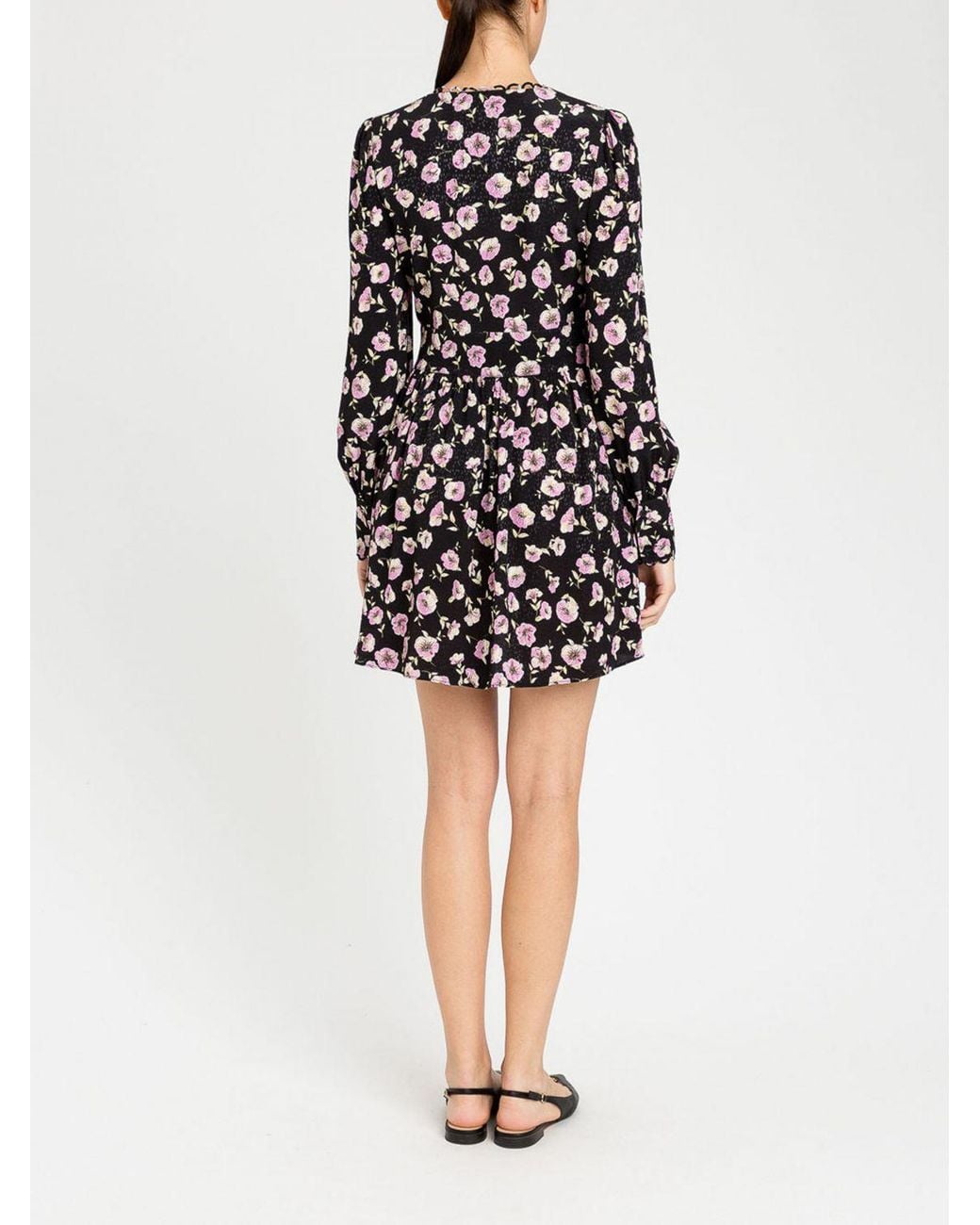 Twinset Black Mini Viscose Dress With Floral Print