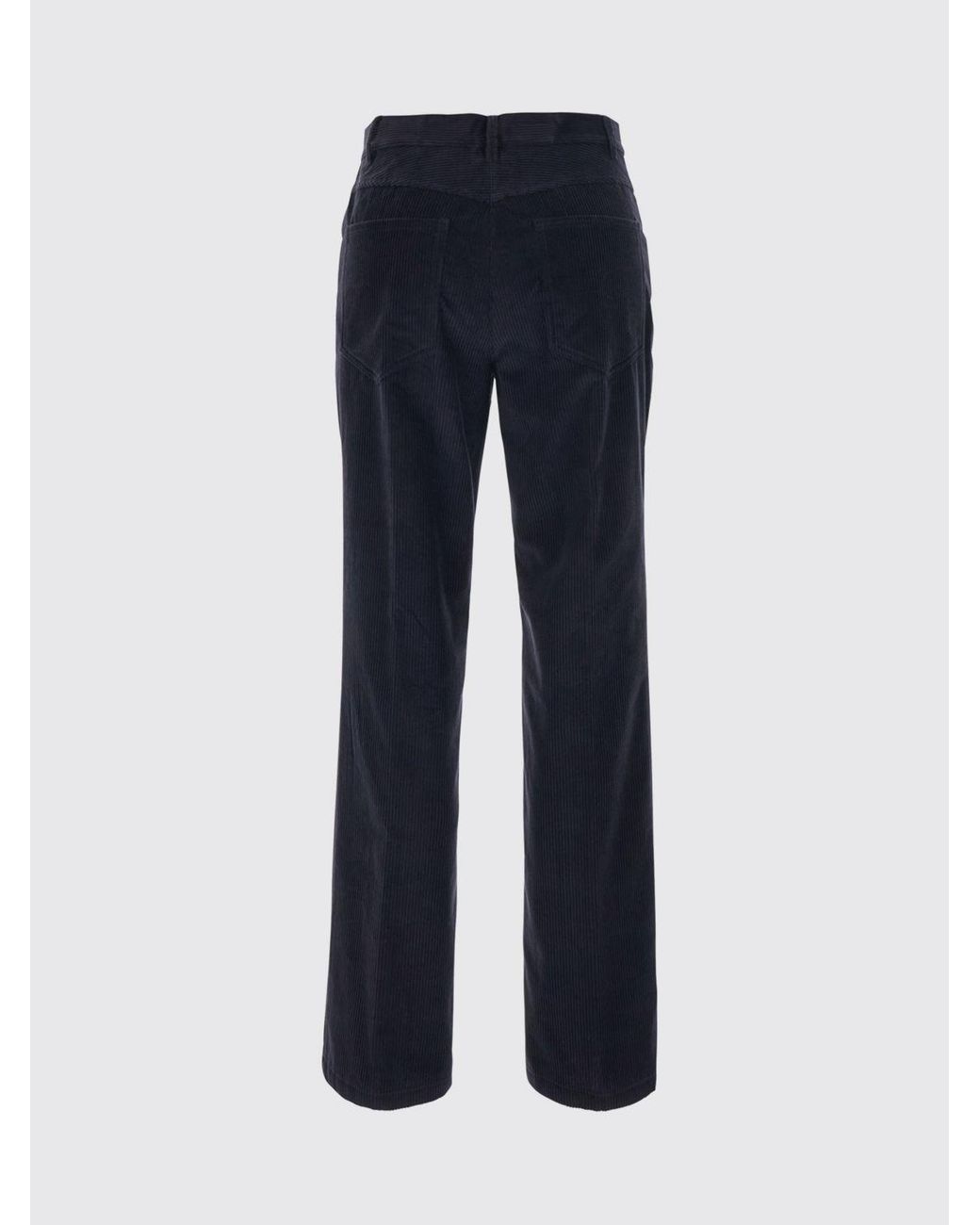 Semicouture Blue High-Waisted Straight-Leg Corduroy Trousers