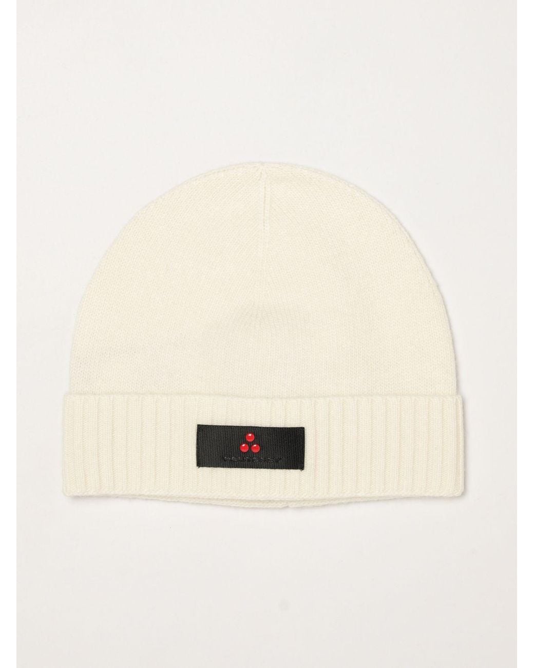 Peuterey Beanie-Mütze Aus Woll-Kaschmir-Mischung Mit Umschlag Und Logo-Patch in Natural für Herren