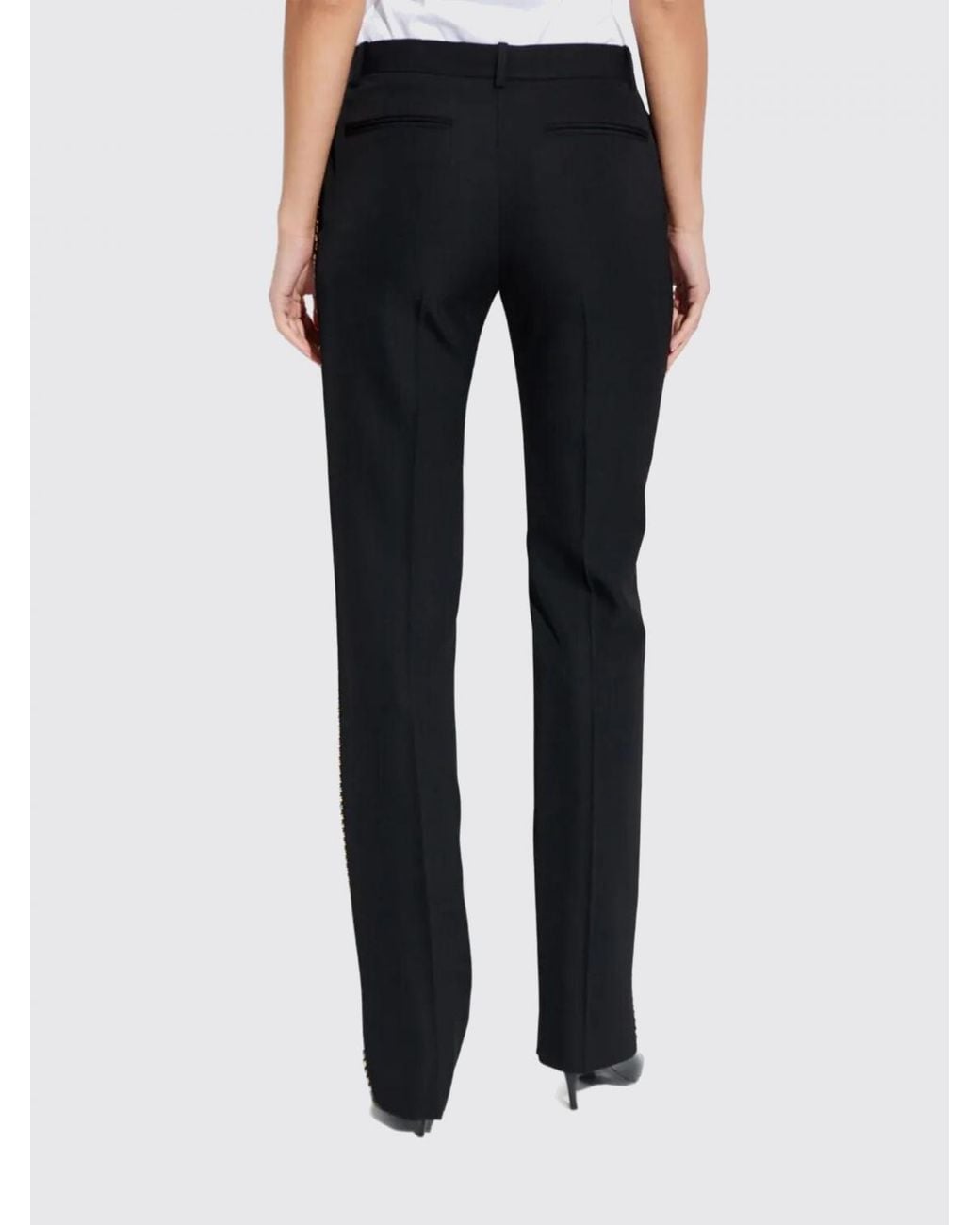 Versace Blue Wool Trousers With Studs And Rhinestones