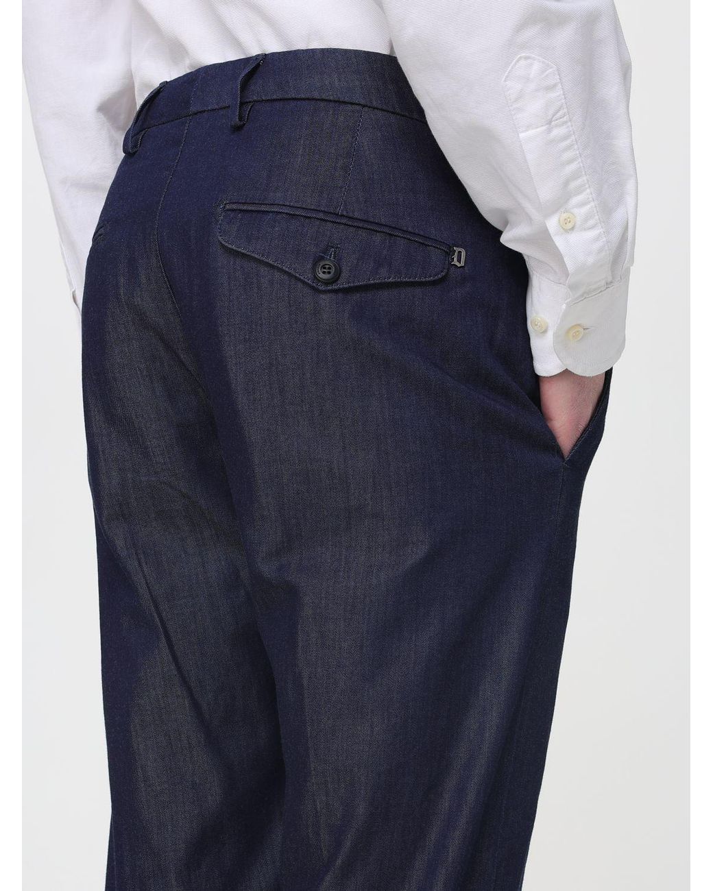 Dondup Blue Cotton Tailored Trousers for men