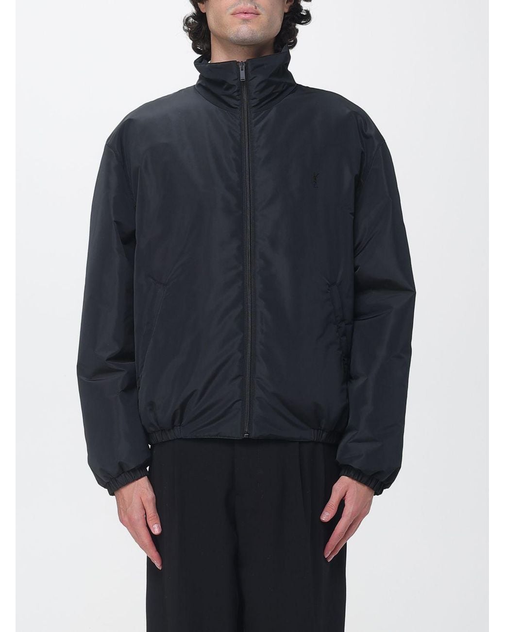 Saint Laurent Blue Cassandre Relaxed Fit Technical Fabric Bomber Jacket With Ysl Logo for men